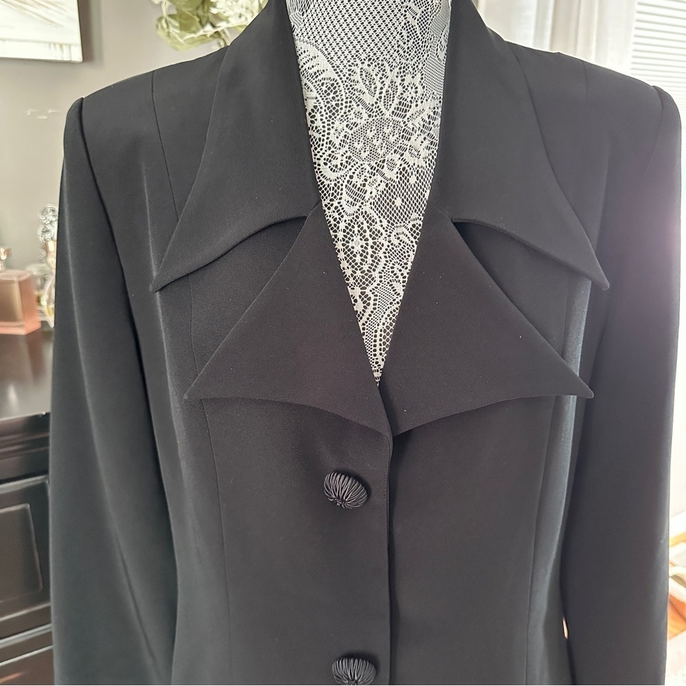 Anage Evenings Black Longline Blazer Jacket Formal Evening Coat Size 12 - Picture 3 of 16